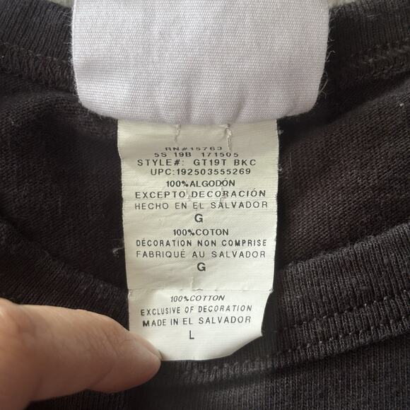 Champion Mens Sz L Black T Shirt Heavyweight Cotton Red Spell Out Logo Teens - Picture 3 of 9